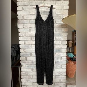 Oleg Cassini Black Tie Beaded Jumpsuit